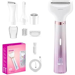 Gaogodot Rasoio Elettrico Donna, 4 in 1 Epilatore Viso Elettrico da Donne, Rasoio Parti Intime da Donna, indolore Depilatore Portatile per Corpo, Viso, Le Ascelle,La Linea Del Bikini e Le Sopracciglia