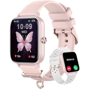 Erkwei Orologio Donna Smartwatch 1.85" Smart Watch con Effettua/Risposta Chiamate 110+ Sportive Fitness Tracker con Contapassi Sonno Cardiofrequenzimetro da polso Orologio Digitale per Android iOS, Rosa