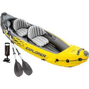 Intex 68307NP - Canoa Gonfiabile Explorer K2, 2 posti, con Accessori, PVC, Giallo, 312x91x51 cm