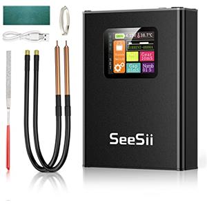Seesii Saldatore Punti per Batteria - SE-215 Saldatrice a Punto Portatile, Spot Welder LCD con 30 Ingranaggi Regolabili Ponte di Saldatura Foglio di Nichel da 2 Metri