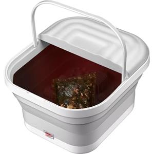 Generic Vasca da bagno elettrica per piedi, funzione di riscaldamento, bacino pieghevole, luce rossa con massaggiatore a rullo, pediluvio portatile per il relax quotidiano, spa domestica, sollievo dallo