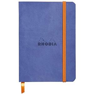 RHODIA 117308C - taccuino morbido ZAFFIRO - A6 10,5 x 14,8 cm - a righe - 144 pag. - Carta Clairefontaine Avorio 90g/m² - segnalibro, chiusura con elastico - COPERTINA Simil Cuoio