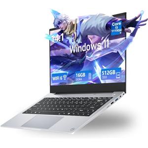 KUMNOSAL PC Portatile Core i3-1115G4 Processore,Computer Portatile 16GB DDR4 RAM 512GB SSD, Laptop 14,1 Pollici 1920 * 1080P IPS, Grafica UHD/WIFI6/Batteria da 7000 mAh/Type-C