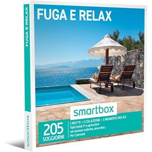 Smartbox - Fuga e Relax Cofanetto Regalo Coppia, 1 Notte con Colazione e 1 Momento Relax per 2 Persone, Idee Regalo Originale, Taglia unica