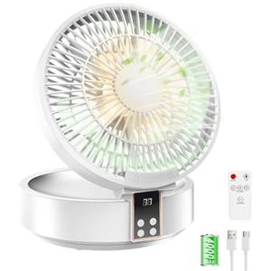 Shayson Ventilatore da scrivania, ventilatore da scrivania USB, ventilatore da scrivania con telecomando, mini ventilatore portatile ricaricabile e pieghevole, con 3 venti potenti e silenziosi, luce LED