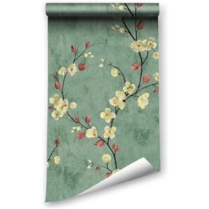 LZH-LP Carta da parati stacca e incolla, 44.5x1200CM Carta da parati floreale a contatto Carta da parati autoadesiva per uccelli Pellicola in vinile rimovibile con toppa di riparazione in pelle autoadesiva