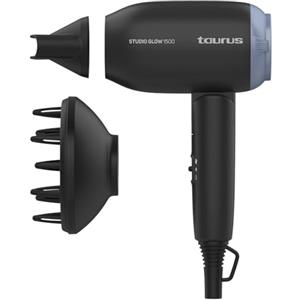 Taurus - Asciugacapelli da Viaggio Studio Glow 1500 | Bivoltaggio | 1400W | Pieghevole | 2 Velocità | 2 Temperature | Molto Leggero e Compatto