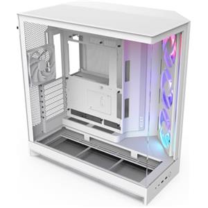 NZXT H9 Flow RGB (2025) - Grande Case PC ATX Mid-Tower a Doppia Camera con Flusso d'Aria - Include 1 x Unità Ventola RGB da 420mm e 1 x Ventola da 120mm - Supporto Radiatore da 420mm - Bianco
