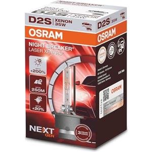 OSRAM XENARC NIGHT BREAKER LASER D2S - Lampada allo xeno 200% di luce, 4.400K, 3.200Lm, lunga durata oltre 2.000h, 35W, 12V/24V