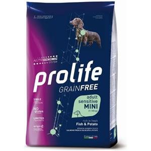Prolife Grain Free Adult Mini Sensitive Fish & Potato - Alimento Completo per Cani Adulti Sensibili con Salmone Fresco e Patate - 600 gr
