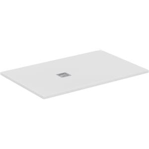 Ideal Standard - Ultra Flat S+, Piatto doccia rettangolare ultrasottile in resina effetto pietra, 140x90cm, Ideal Solid, Scarico lato corto, Bianco