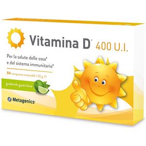 Metagenics Vitamina D 400 UI - Integratore per Ossa e Immunità, 84 Compresse Masticabili Gusto Lime