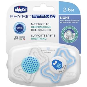 Chicco PhysioForma Light Succhietto in Silicone 2-6 Mesi - Extra Leggero e Innovativo, 2 Pezzi