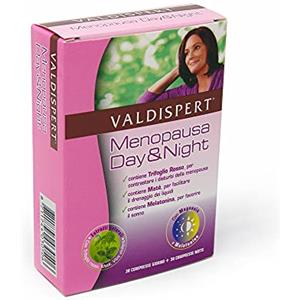 Valdispert Menopausa Day & Night, 30 Compresse giorno e 30 Compresse Notte, Integratore Menopausa con Trifoglio Rosso, Magnesio, Melatonina e Matè
