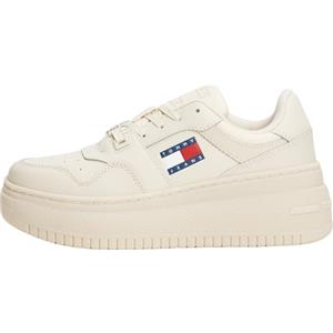 Tommy Jeans New Tjw Retro Basket Sneaker FL En0en02506, Sneakers Donna, Beige Newsprint, 37 EU