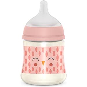 Suavinex, Biberon da 150 ml, Premium con Tettarella Simmetrica SX Pro in Silicone, con valvola anticolica, Flusso Lento, ottime dalla nascita 0+ Bonhomia, Rosa