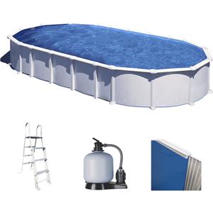 Gre Piscina Fuori Terra Ovale Haiti in Acciaio Bianco 1000x550x132 cm - Capacità 56110L
