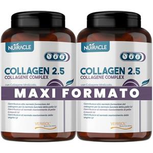 Nutracle Collagene Idrolizzato Verisol® 2500 mg + Acido Ialuronico + Coenzima Q10 - Integratore Pelle, Capelli e Ossa con Biotina, Zinco e Vitamina C - 240 compresse, Nutracle