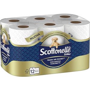 Scottonelle Carta Igienica Soffice e Trapuntata, Confezione da 12 Rotoli