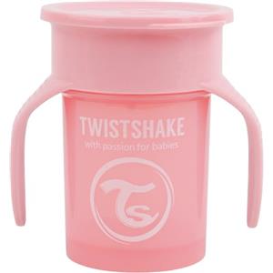 Twistshake 78928, 360 Cup Bicchiere Salvagoccia Antigoccia Bambini 230 ml, Tazza Biberon di Apprendimento da Bere, Bordo Anti-rovesciamento a 360°, Ergonomico, 6+ Mesi, Senza BPA, Rosa Pastello