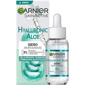 Garnier Siero Rimpolpante, Per Tutti i Tipi di Pelle, Arricchito con Acido Ialuronico, Aloe Vera e Glicerina, Pelle Idratata e Rassodata in un Utilizzo, Hyaluronic Aloe, 30 ml