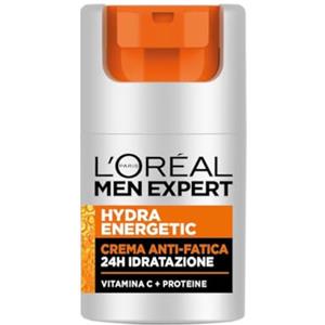 L'Oréal Paris L'Oréal Men Expert Crema Idratante Uomo Anti-Fatica Hydra Energetic, Combatte le Occhiaie e Dona Intensa Idratazione, Arricchita con Proteine e Vitamina C, 50 ml