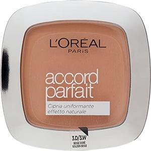 L'Oréal Paris Cipria in Polvere Uniformante Fissante Accord Parfait, Finish Matte e Risultato Naturale, 3D Beige Doré