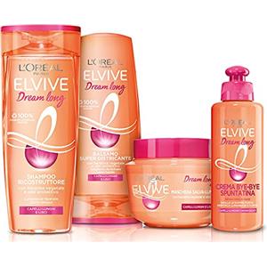 L'Oréal Paris Routine Completa Riparatrice di Lunghezze Elvive Dream Long, Kit con Shampoo, Balsamo, Maschera e Crema, Per Capelli Lunghi, Lisci e Danneggiati
