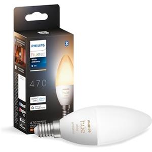Philips Hue White Ambiance Lampadina Smart LED Smart, Bluetooh, Attacco E14, 5W, Dimmerabile, Luce Bianca da Calda a Fredda, Bianco