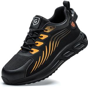 OBQcare Scarpe da Lavoro Donna Comodo Scarpe Antinfortunistiche Uomo Cucina Scarpe da Trekking Nero Arancione 46EU