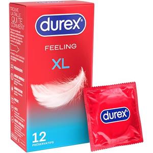 Durex FEELING XL - 12 preservativi sottili e extra larghi, da uomo, larghezza nominale 60 mm