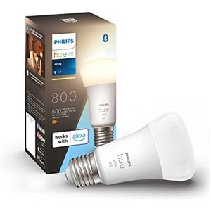 Philips Hue White Lampadina Smart LED, Attacco E27, 9 W, Luce Bianca, Dimmerabile, Controllo con Bluetooth e Hue App, Funziona con Alexa, Google Assistant e Apple HomeKit