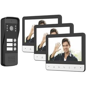 GASIASHOP SRL KIT VIDEOCITOFONO TRIFAMILIARE TRE PULSANTI TRE MONITOR A COLORI 7 APERTURA ELETTROSERRATURA