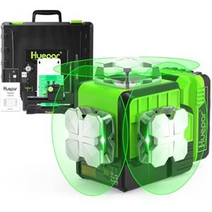 Huepar livella laser autolivellante 3 * 360° professionale con Bluetooth, Modalità Impulso - 60m livello laser Esterni, Batteria Ricaricabile al Litio e Supporto Magnetico Rotante,P03CG