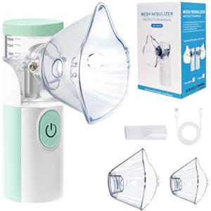 Omron Aerosol Portatile Silenzioso, Macchina Aerosol Ricaricabile,Atomizzazione e assorbimento ad alta efficienza,Kit con 2 Maschere e 1 Boccaglio,per Adulti e Bambini