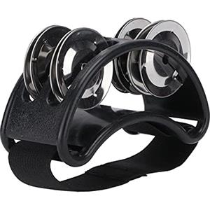 Tyenaza Percussion Grelot Pied Tamburino a Piedi Tamburino a Piedi con Jingle in Acciaio Strumento Musicale a percussione, Tamburo da Piede in Metallo per chitarra Accessori Batteria (nero)