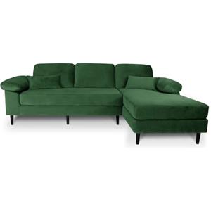 SAMIRA Divano angolare 3 posti con chaise longue destra mod. Washington (Velluto, Verde scuro)