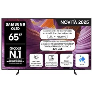 Samsung OLED 4K Vision AI Smart TV 65'' QE65S85FAEXZT, NQ4 AI Gen2 Processor, 4K AI Upscaling, Glare Free, Dolby Atmos & OTS Lite, Contour Design,PACCHETTO INTRATTENIMENTO, 2025