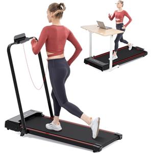 CITYSPORTS Tapis roulant elettrico per la casa con inclinazione 3.3%, Tapis roulant pieghevole fino a 12km/h, con display LED e pannello pulsante rapido, senza installazione (Black Red)