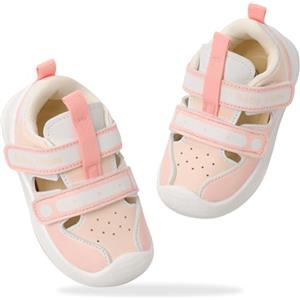LACOFIA Sandali Neonata Scarpe Primi Passi Bimba Estive con Suola Gomma Antiscivolo Rosa 24 EU(Etichetta 22)