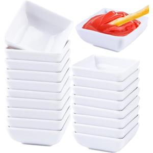 TYSM-CC Set di 12 Ciotole Portasalsa Quadrate 7,5x7,5x3 cm - Ciotoline Multiuso per Sushi, Aperitivi, Snack e Salse di Soia - Design Impilabile Antigoccia - Ideali per Frutta, Spezie, Patatine e Contorni