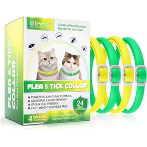 Bibonse Collare Antiparassitario per Gatti 4 Pezzi, collare antipulci gatto, Regolabile e Impermeabile, Sicuro e Naturale, Protezione 24 Mesi Collari Anti Pulci e Zecche Gatti per Tutti i gatti