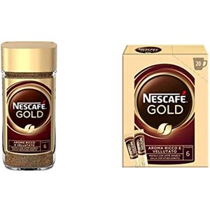 NESCAFÉ GOLD Caffè Solubile, Barattolo 200g & GOLD Caffè Solubile, 20 Bustine da 1.7g (34g)