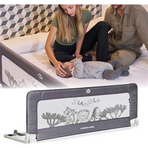 ms Baby World - Balaustra di sicurezza portatile per bambini | Barriera per letto da viaggio | pieghevole e portatile, fissaggio sicuro, 150 cm | Grigio.