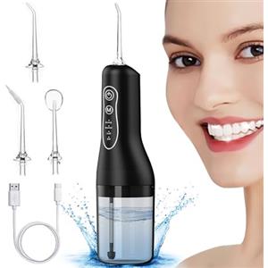 PQETBV Idropulsore Dentale Portatile, Portatile Irrigatore Orale Professionale, 4 Modalità E 4 Ugelli Idropulsore, IPX6 Impermeabile, Water Flosser per la Cura e la Pulizia del Cavo Orale