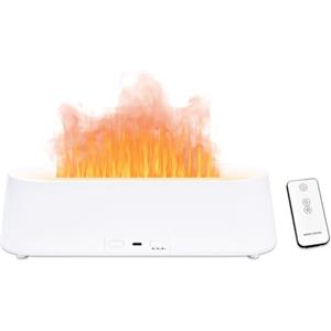Airmpa Diffusore di aromi, 250 ml, con effetto fiamma, luce con 7 cambiamenti di colore, diffusore per oli essenziali, umidificatore, può essere utilizzato in camera da letto, ufficio, yoga (bianco)