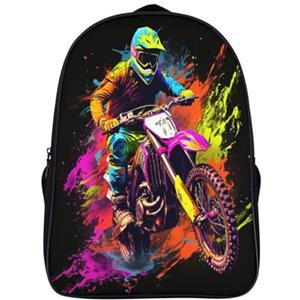 CTAMM Motocross Zaino Per Bambini Moto Borsa Scuola Zainetto Da Viaggio Per Bambini Zainetti Per Adolescenti Ragazzi O Ragazze Zaino Da Viaggio Alunno Zaini 16inch