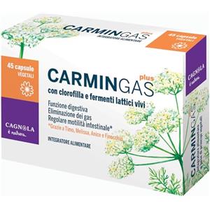 CAGNOLA è natura. Meteorismo forte Gas Intestinali Carbone Vegetale Fermenti Lattici vivi Estratti Vegetali Melissa Timo Anice Finocchio Carvi Frutti Clorofilla antiodore 45 capsule vegetali Carmin Gas Plus Cagnola