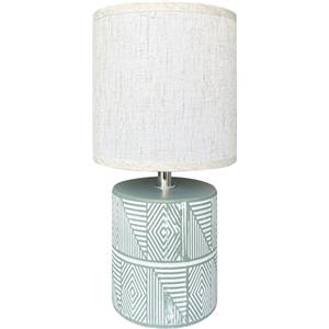 IlGruppone Lampada Moderna da Comodino con Decorazione Azteco Certificata RoHS in Ceramica con Paralume 45W Scrivania Tavolo Abat Jour - Verde