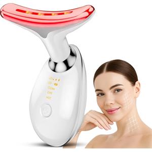 kepsa Massaggiatore Viso Antirughe Elettrico, Massaggiatore Facciale con 3 Colori Calore 45°C, Microcorrente EMS,per il ringiovanimento,lifting, rassodamento della pelle di viso e collo,